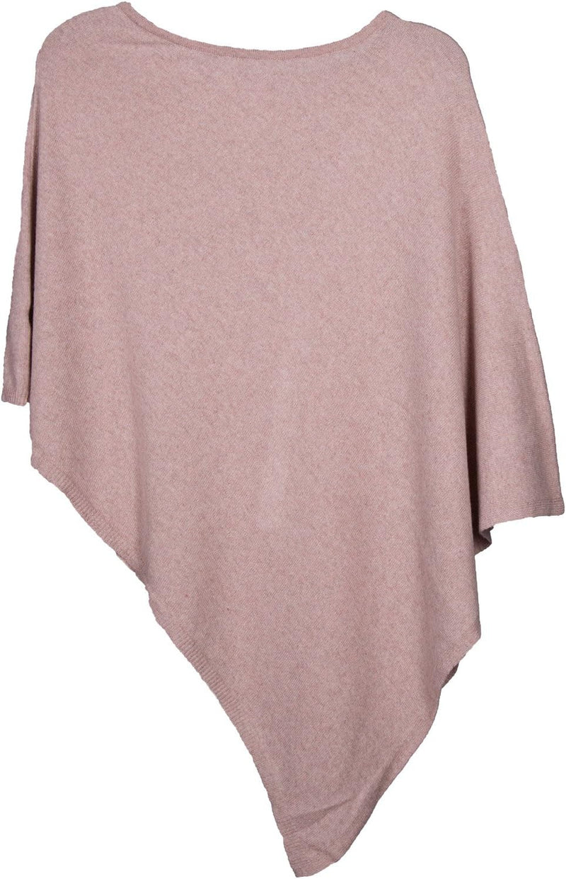 styleBREAKER Damen Feinstrick Poncho in Unifarben, leicht asymmetrischer Schnitt, Ärmellos, Rundhals