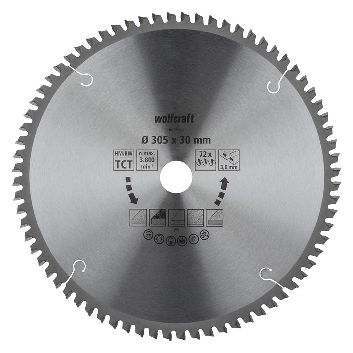 wolfcraft 6549000 Kapp- und Gehrungssägeblatt ø 305 mm - feine, saubere Schnitte