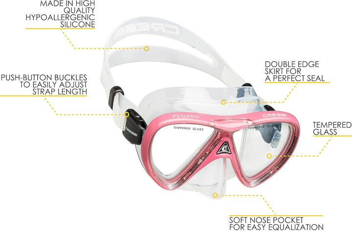 Cressi Junior-Schnorchel-Set für Kinder im Alter von 3 bis 8 Jahren – Maske + Trockenschnorchel + ve
