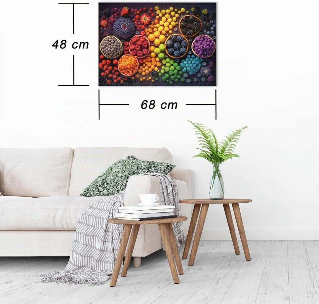 Ulmer Puzzleschmiede - Puzzle 1000 Teile „Rainbow Fruits“ - Farbenfrohes Frucht- und Beeren-Puzzlemo