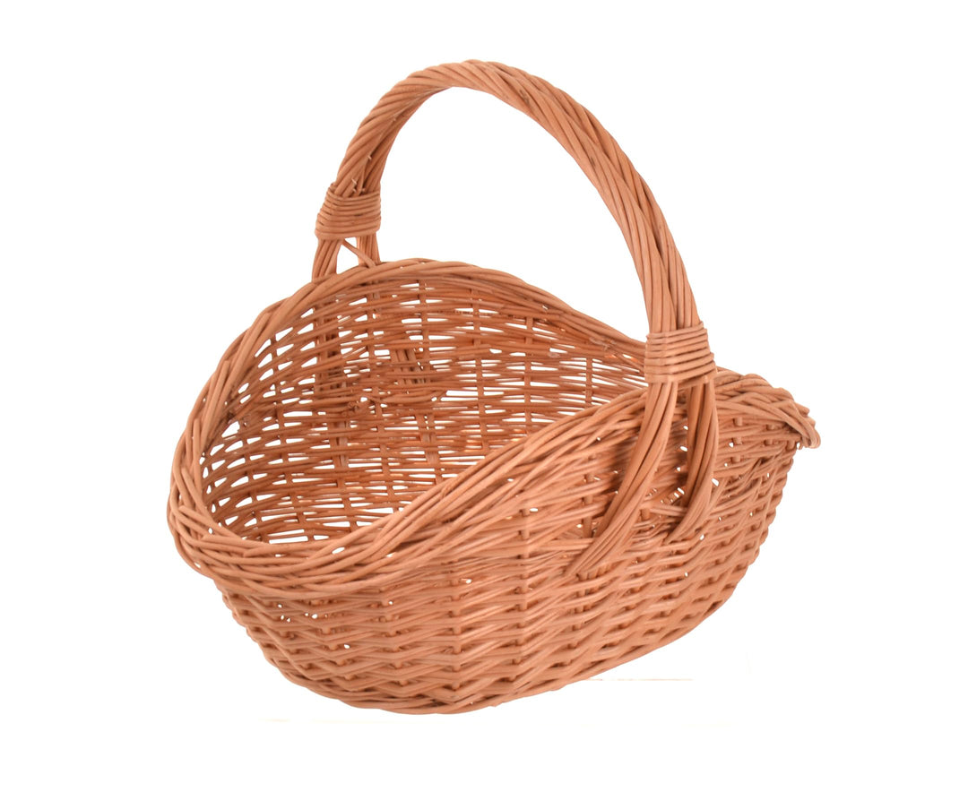 Geschenkkorb L mit Henkel, Weidenkorb Geflochten Natur, Präsentkorb für Geschenke und Ostern, 41 x 3
