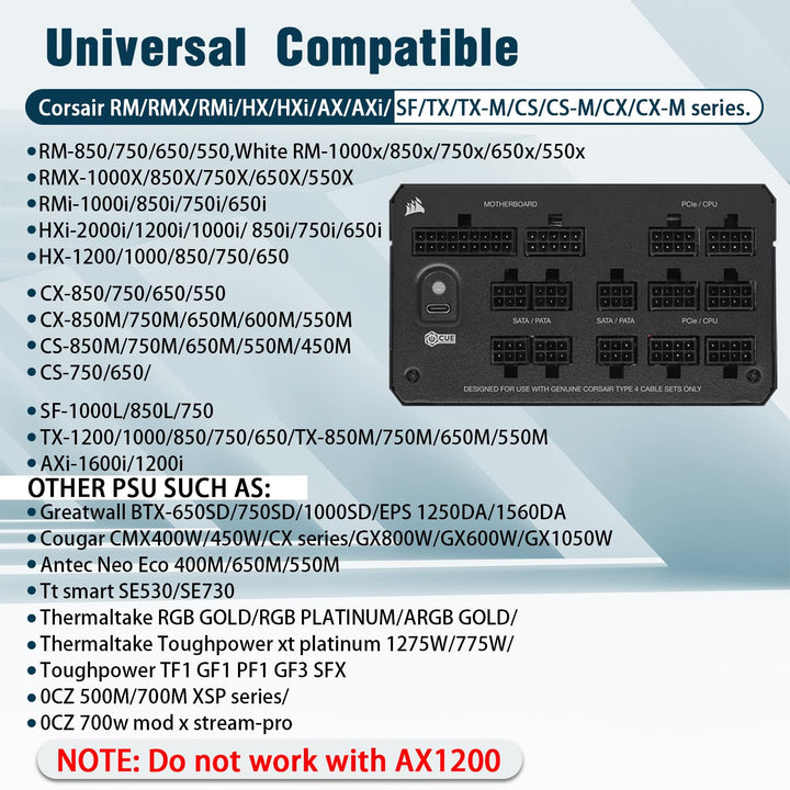 COMeap (2er-Pack) PCIe Adapterkabel für Corsair Netzteile, ATX 8-Pin (CPU) auf PCIe 8-Pin (6+2) Adap