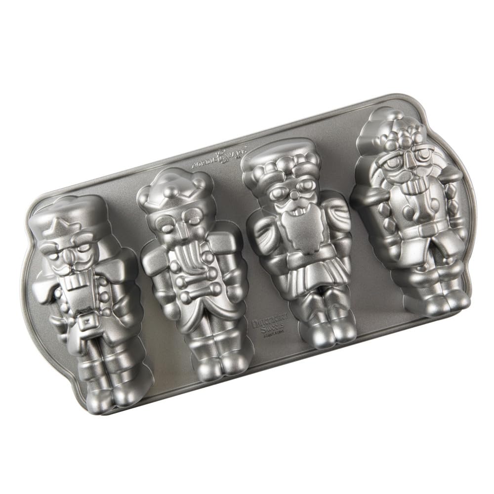 Nordic Ware Backform Nutcracker Cakelet Pan Aluminium Grau, 35,6cm x 17,5cm, NW 92977