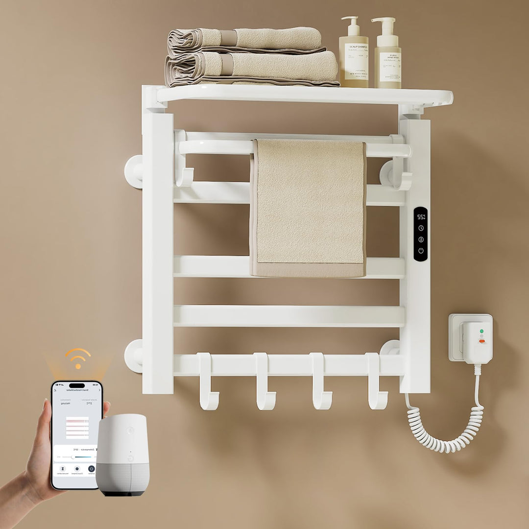 EMKE Handtuchheizkörper Elektrisch 50 x 50 cm, WiFi Smart Thermostat elektrischer Badheizkörper, Han