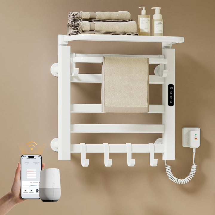 EMKE Handtuchheizkörper Elektrisch 50 x 50 cm, WiFi Smart Thermostat elektrischer Badheizkörper, Han