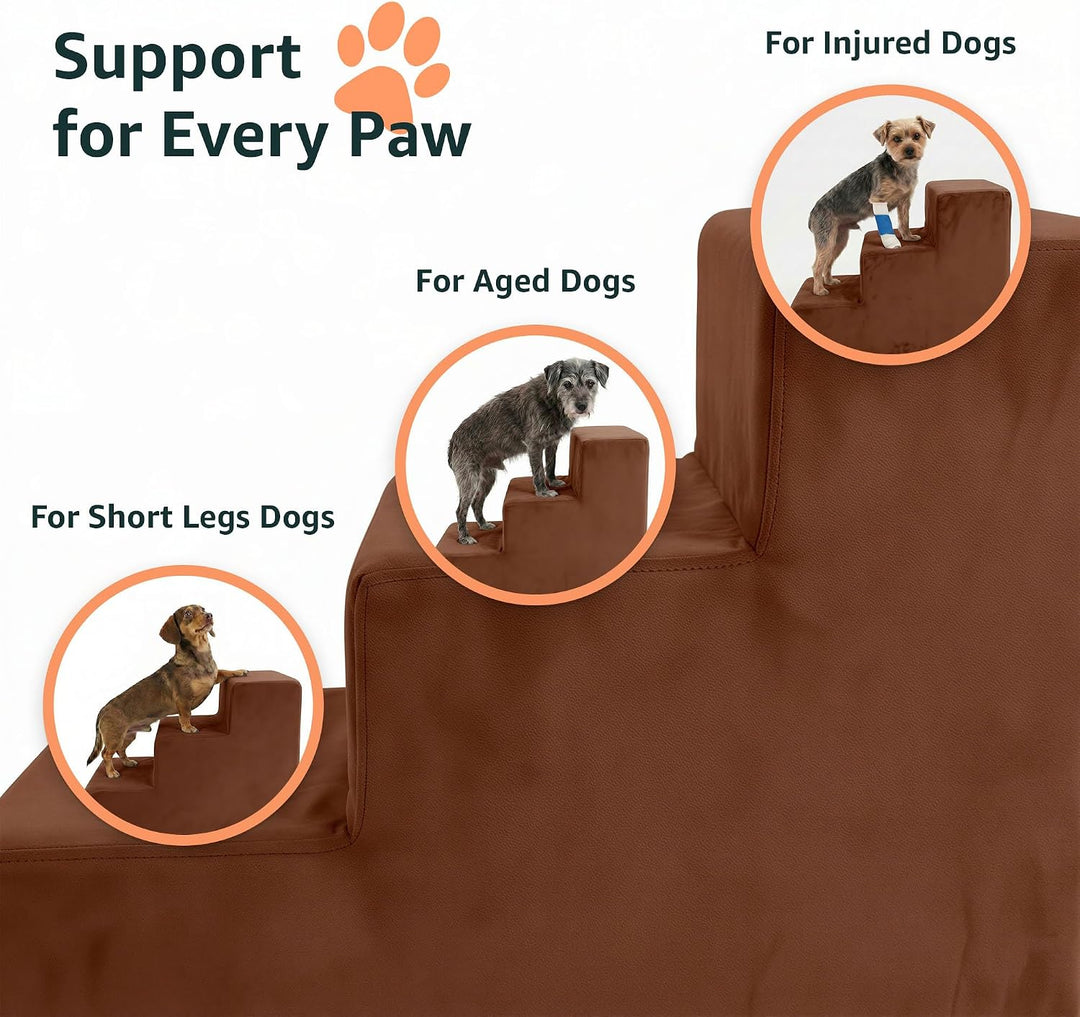 murando Hundetreppe für Kleine Hunde 3 Stufen 30 cm, Samt - Honiggelb | Haustiertreppe für Bett, Sof