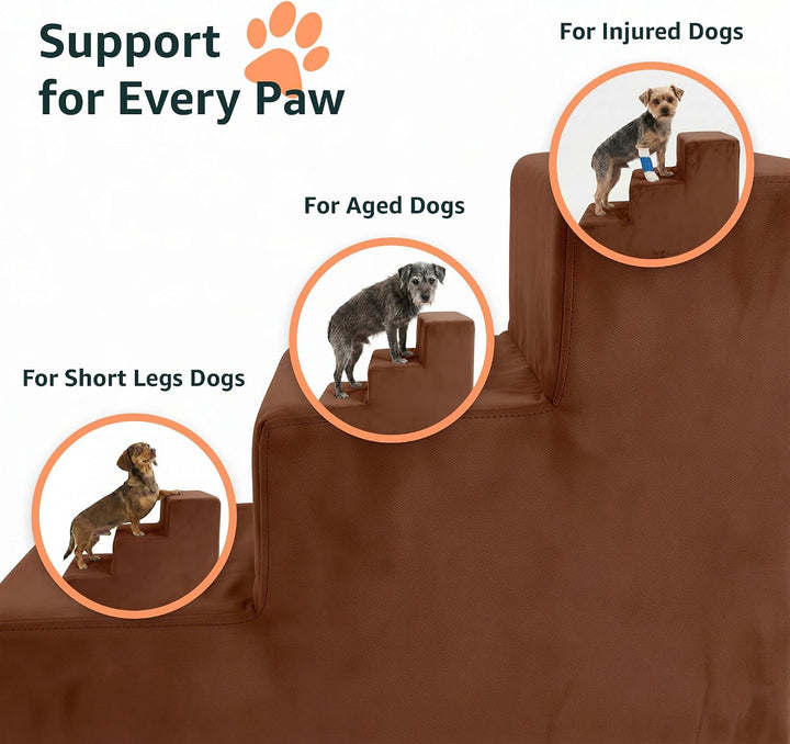 murando Hundetreppe für Kleine Hunde 3 Stufen 30 cm, Samt - Honiggelb | Haustiertreppe für Bett, Sof