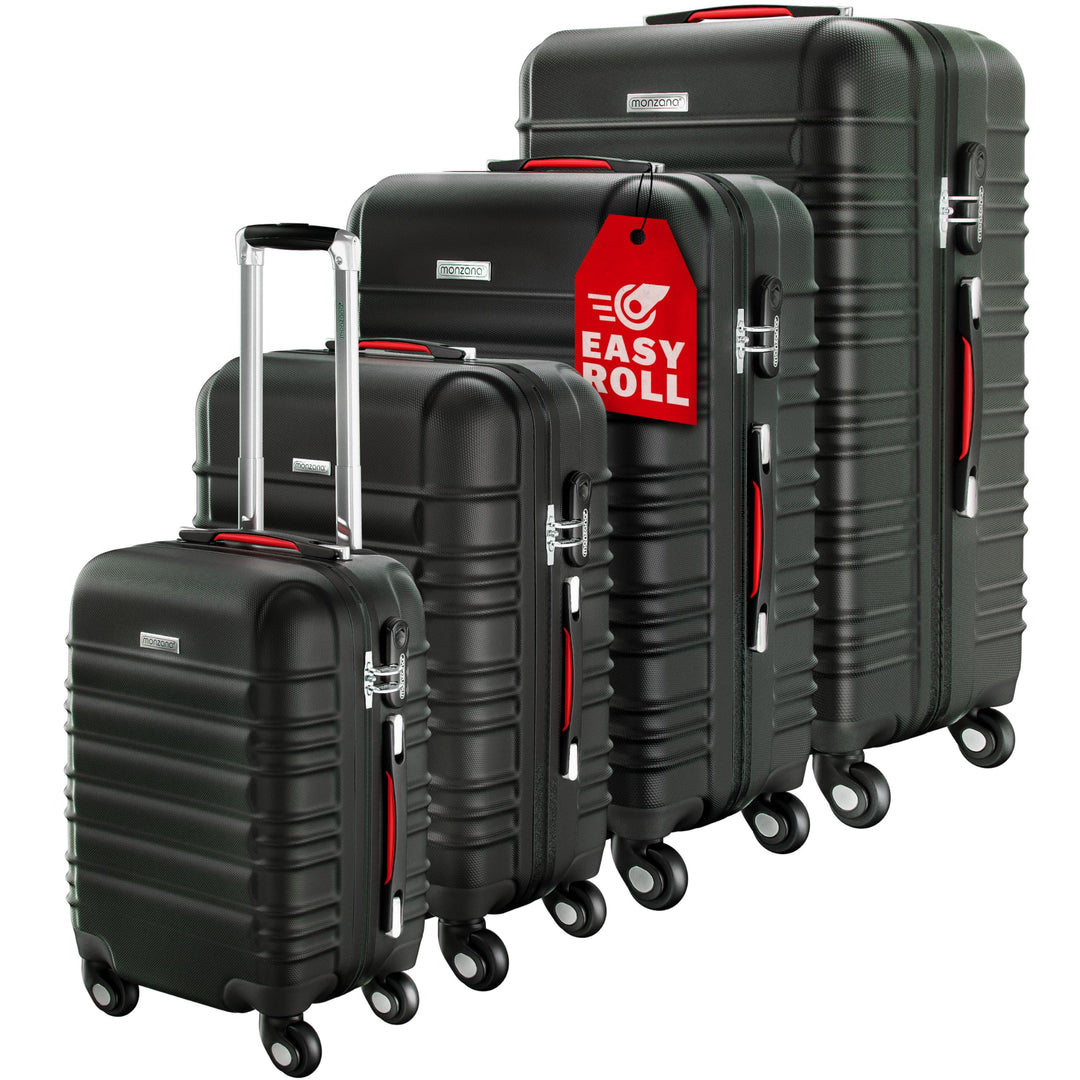 Monzana® Koffer Kofferset 4er Hartschalen S-M-L-XL Gel-Griffe Zwillingsrollen ABS Hardcase Schloss F