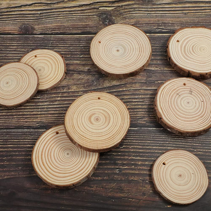 Natürliche Holz Scheiben 20pcs 9-10 cm Unfinished DIY Handwerk vorgebohrt mit Loch Runde Holzkreise
