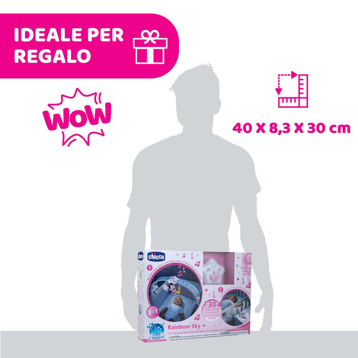 Chicco Regenbogen-Spielbogen für Kinderbett, 2in1 Evolutionskompatibel Next2Me, Babywanne mit Regenb