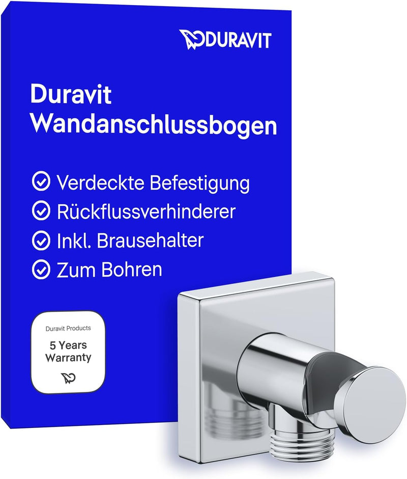 Duravit Universal Wandanschlussbogen, Schlauchanschluss inkl. Brausehalterung, Brauseanschlussbogen