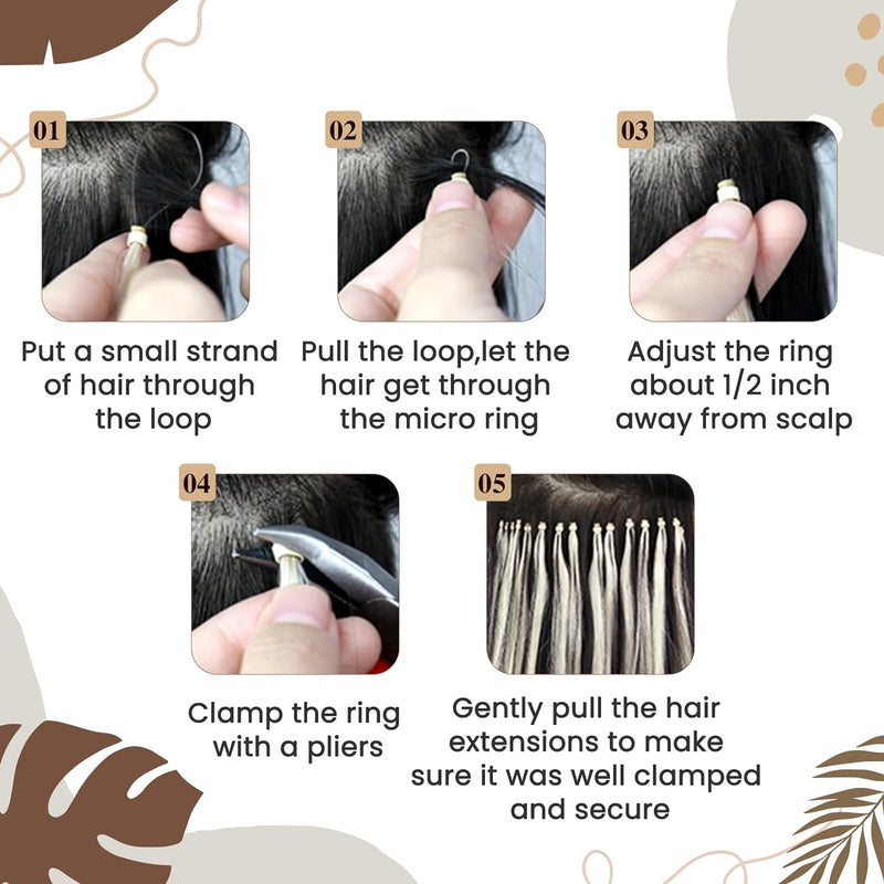 Hetto Extensions Microring Echthaar Dunkelbraun Microring Echthaar Extensions Remy Microring Echthaa