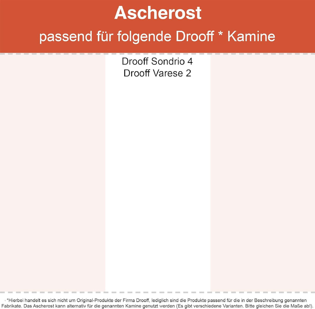 Kaminrost/Ascherost Eckig 233 x 150 x 8 mm passend für Drooff** Kaminöfen inkl. Modellübersicht - As