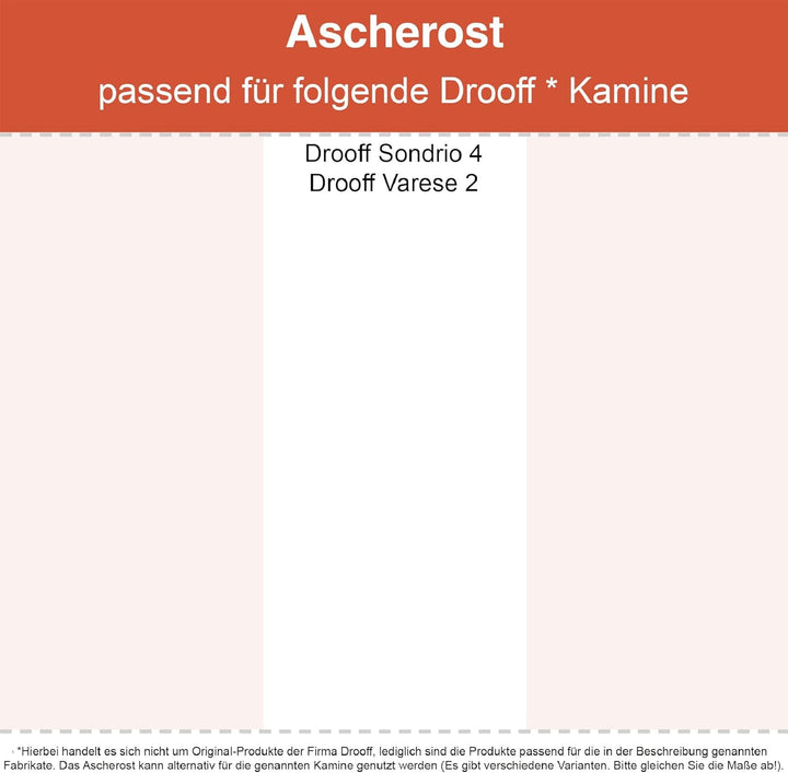 Kaminrost/Ascherost Eckig 233 x 150 x 8 mm passend für Drooff** Kaminöfen inkl. Modellübersicht - As