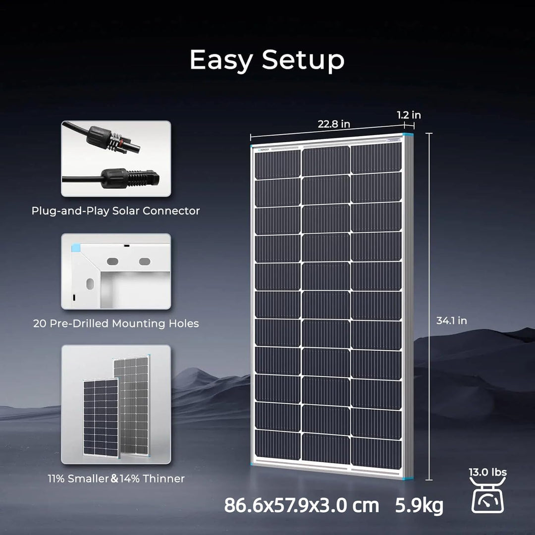 Renogy 100W starres Solarmodul (Topcon)