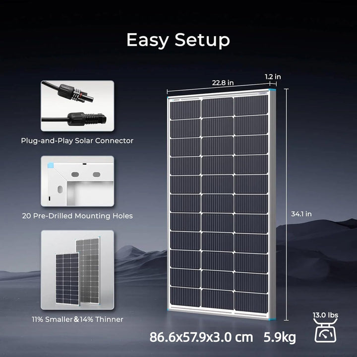 Renogy 100W starres Solarmodul (Topcon)
