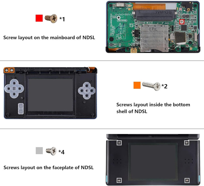 eXtremeRate Ersatz Gehäuse Case für Nintendo DS Lite NDSL, Voll Hülle&Knöpfen&Screen Protector Shell
