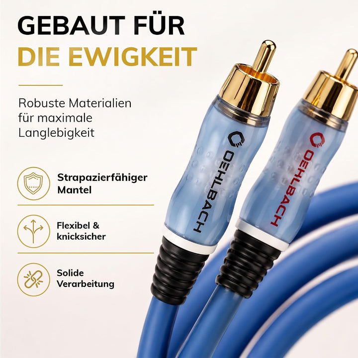 Oehlbach Beat - Stereo Audiokabel - Cinch-Kabel Set für CD-Player &amp; Verstärker (effektive Schirmung