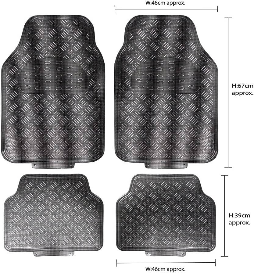 JVL 01-694 Titan Automatten-Set Metallisch mit Gummirückseite, Carbon, 4-teilig, Carbon