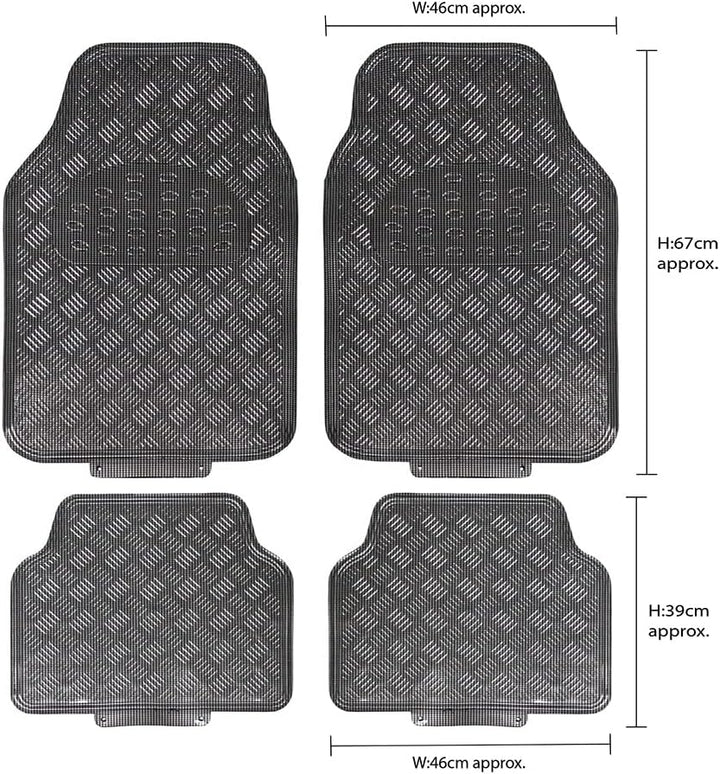 JVL 01-694 Titan Automatten-Set Metallisch mit Gummirückseite, Carbon, 4-teilig, Carbon