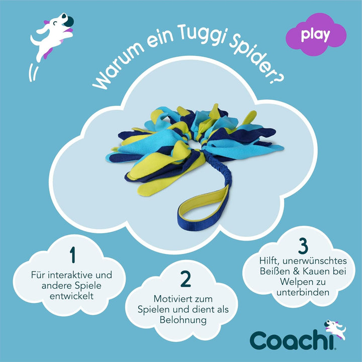 Coachi Tuggi Spider, perfekt für Zerrspiele, robust & angenehm, dehnbarer Bungee-Griff, für Hunde &