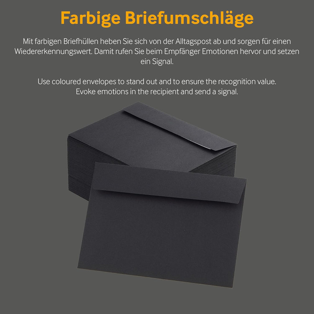 100 Stück, Farbige Briefumschläge, DIN C6, Haftklebung mit Abziehstreifen, Gerade Klappe, 130 g/qm C