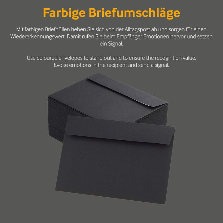 100 Stück, Farbige Briefumschläge, DIN C6, Haftklebung mit Abziehstreifen, Gerade Klappe, 130 g/qm C