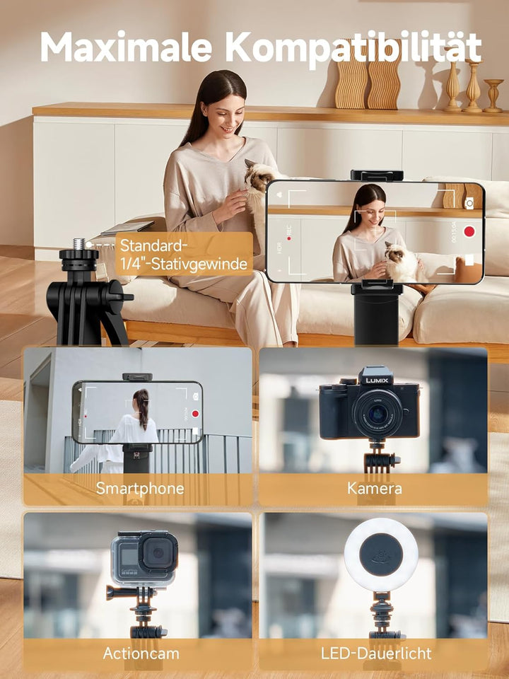 Handy Stativ mit Verfolgung, Rollei 360 Grad Rotation Automatic Face Tracking Smartphone Tripod Self