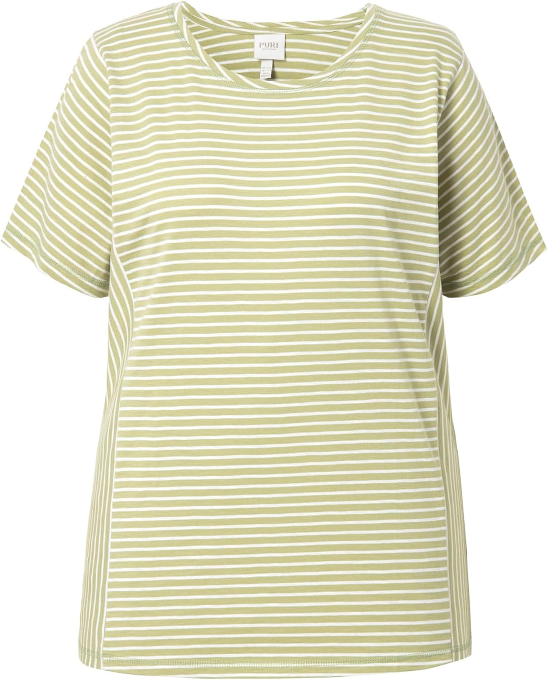 Ulla Popken Damen grosse Grössen Übergrössen Plus Size T-Shirt, Streifenmix, Rundhals, Halbarm, Biob
