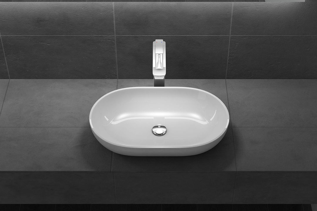 doporro Design Waschbecken Bad 54x34x10,5cm | Waschtisch aus hochwertigem Guss-Marmor in Weiss Hochg