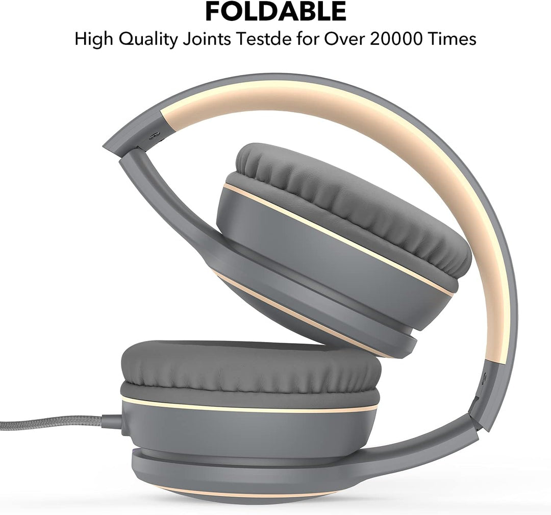 RORSOU R10 Over-Ear-Kopfhörer mit Mikrofon, leichte Faltbare Stereo-Bass-Headset mit 1,5 m verschlin