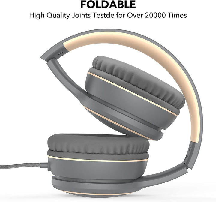 RORSOU R10 Over-Ear-Kopfhörer mit Mikrofon, leichte Faltbare Stereo-Bass-Headset mit 1,5 m verschlin