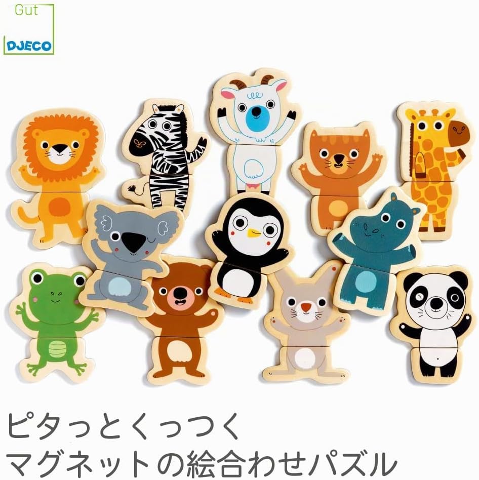 Djeco DJE-006 DJ03118 Magnetisches Puzzle mit Tier Spielzeug 24 Stück