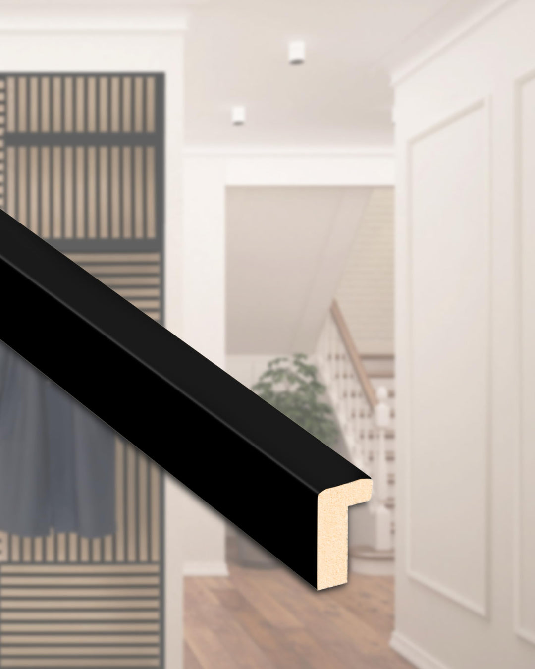 Einfassprofil für Akustikpaneele - 14×24x 2500 mm (1 Leiste, Schwarz matt) - MDF-Profil für saubere