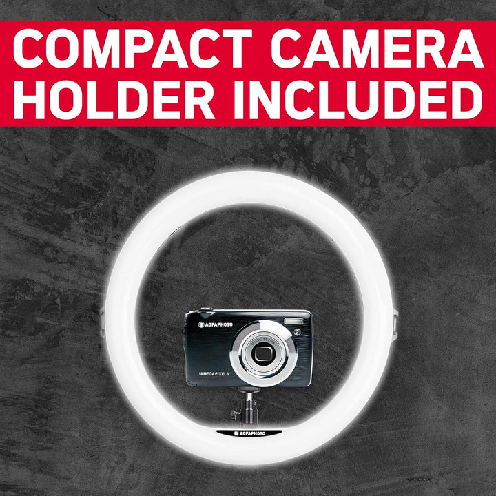 AgfaPhoto Ringlicht Realiview ARL11XL - 11-Zoll LED-Licht mit verstellbarem Stativ (45cm bis 155cm)