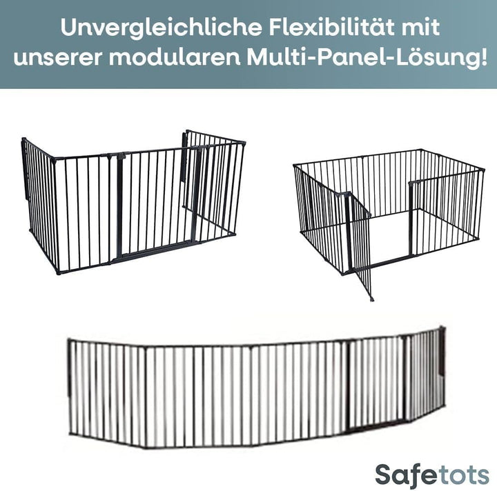 Safetots MehrPanel Kaminschutzgitter, 38cm Tief x 138cm Breit, Schwarz, 70cm Hoch, Kinder und Hausti