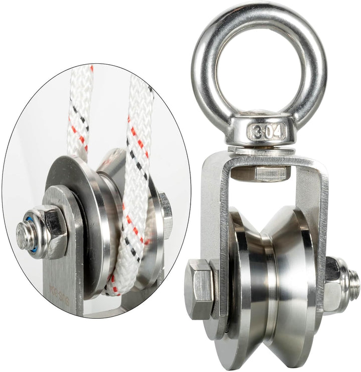 Umlenkrolle mit 2 Kugellager, Edelstahl Fitness flaschenzug, V Typ Umlenkrollen für 12mm Seile Stahl