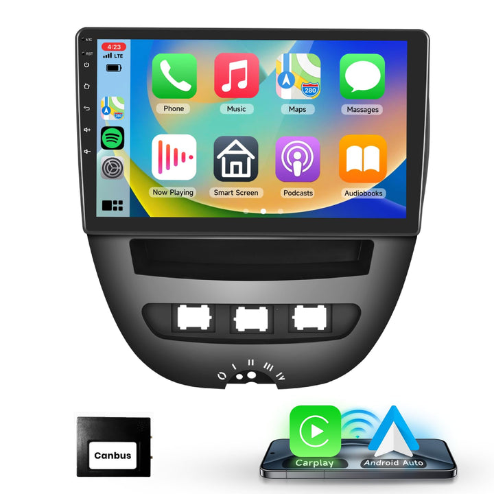 Podofo Carplay Autoradio für Citroen C1/Toyota Aygo/Peugeot 107, Android HiFi Android Auto 10" Touch