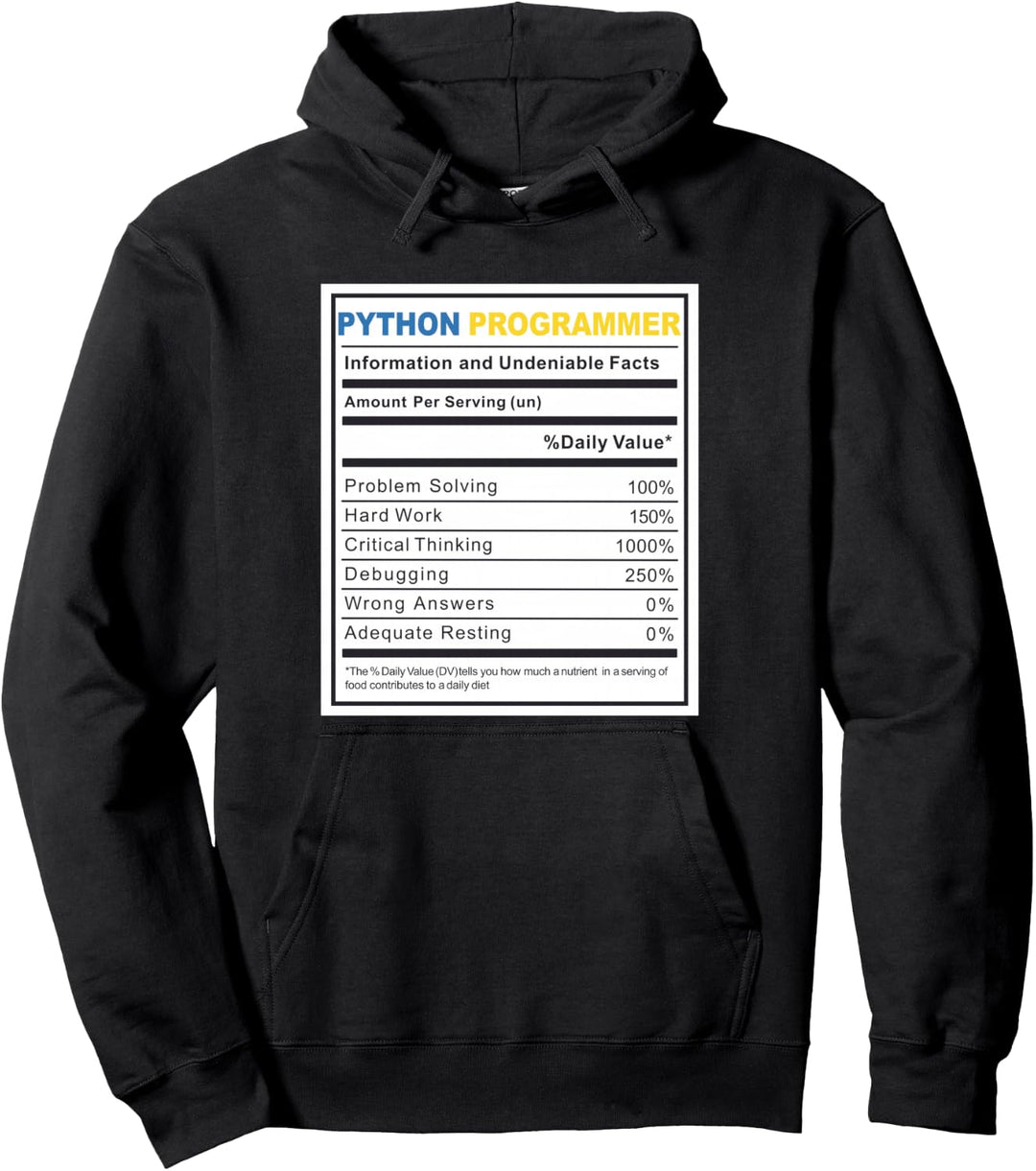 Python Programmer Ernährungsfakten Programmierung Codierung Pullover Hoodie