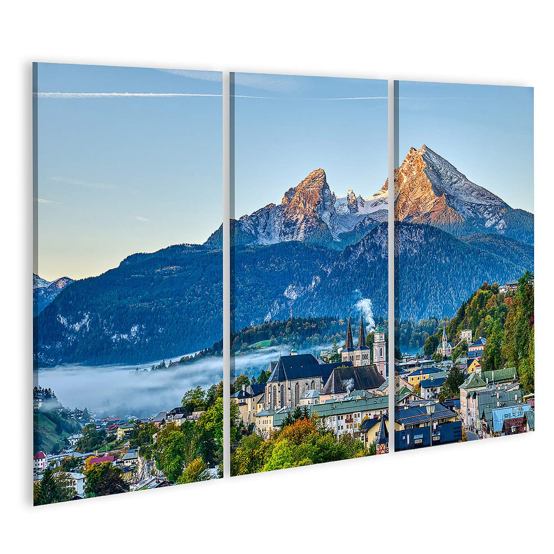 islandburner Bild auf Leinwand Berg Watzmann Stadt Berchtesgaden Bayerische Alpen Bilder Wandbilder