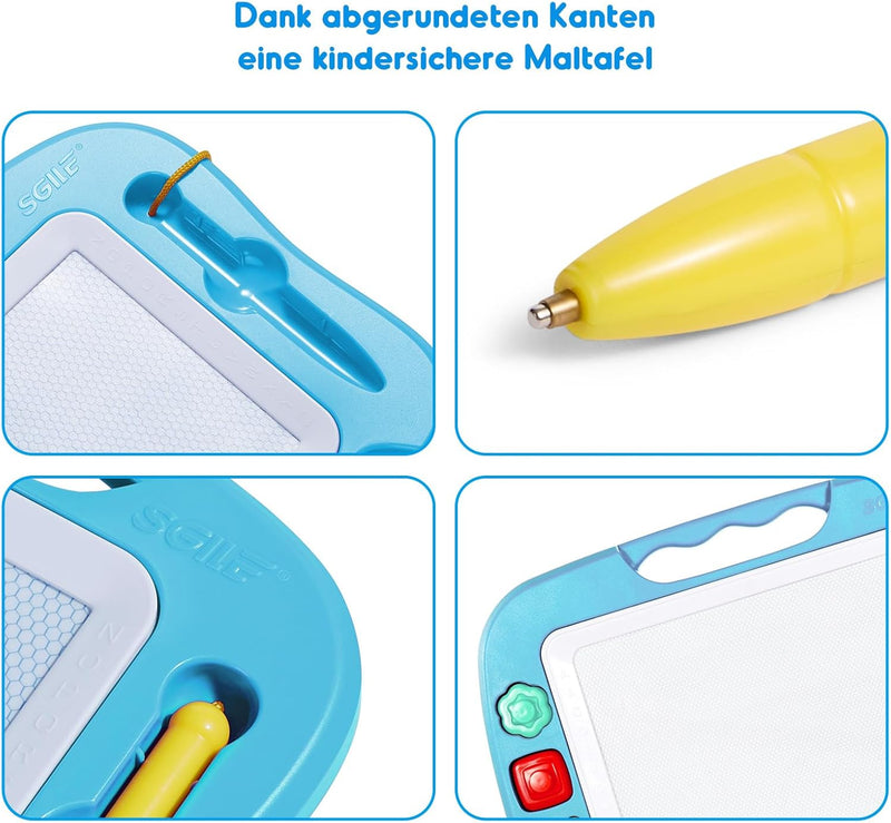 SGILE Grosse Magnetische Maltafel Zaubertafel, 42x32cm Zeichentafel Zaubermaltafel Malbrett mit 4 Fo
