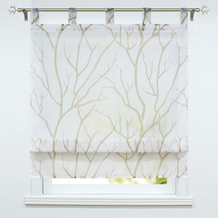 ESLIR Raffrollo mit Schlaufen Gardinen Küche Raffgardinen Transparent Schlaufenrollo Modern Vorhänge