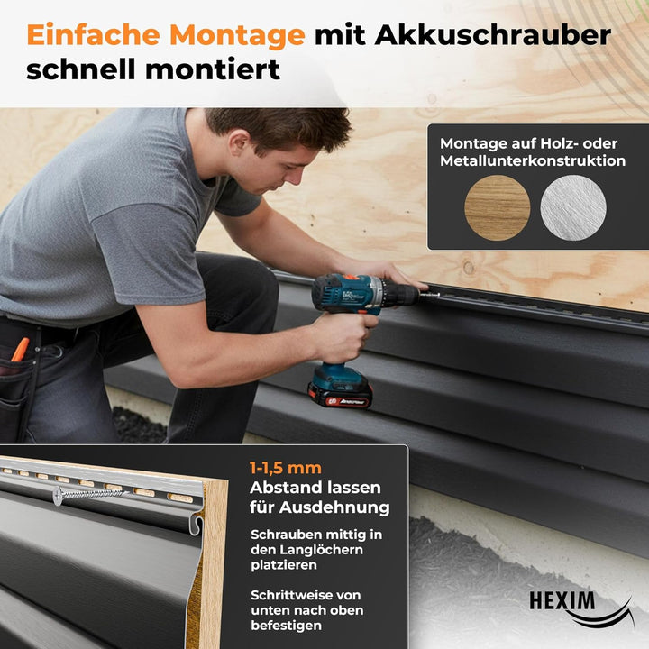 HEXIM Siding Fassadenpaneele aussen Fassadenverkleidung wetterfest Kunststoffpanelee PVC-U Verkleidu