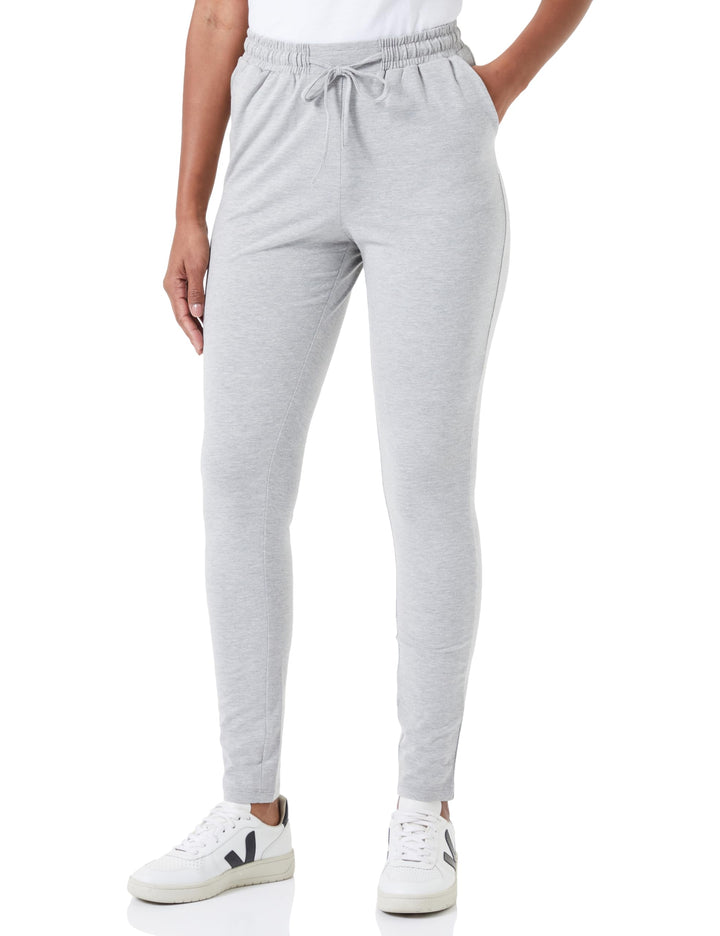 KAFFE Casual Hose Linda Damen Hose Casual Pants lang Jogginghose Freizeithose M Light Grey Melange,