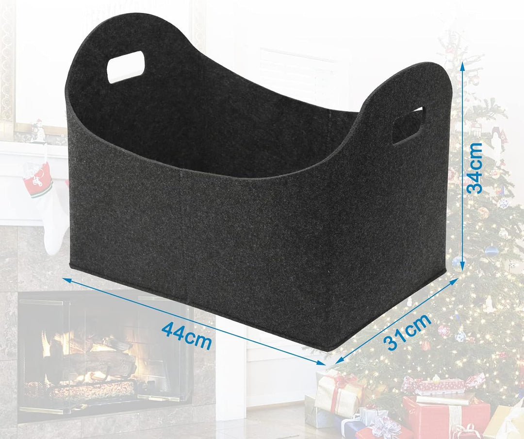 2er Set Holzkorb Filztaschen, Feuerholzkorb Filzkorb Kaminholz, Multifunktionale Allzweckkorb Kaminh