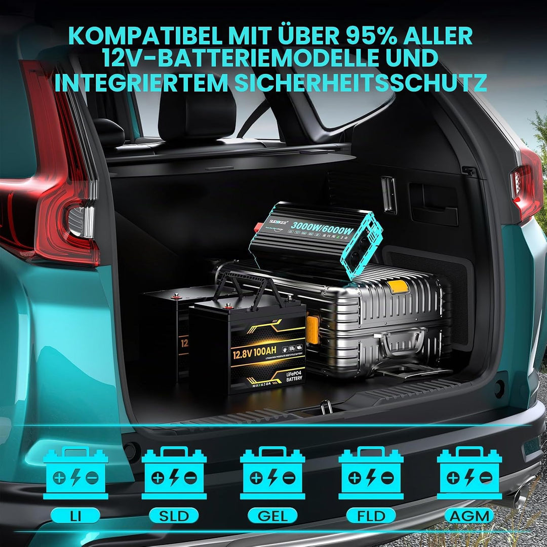 SUDOKEJI 3000W/6000W Wechselrichter Reiner Sinus Spannungswandler 12v auf 230v Power Inverter mit LC