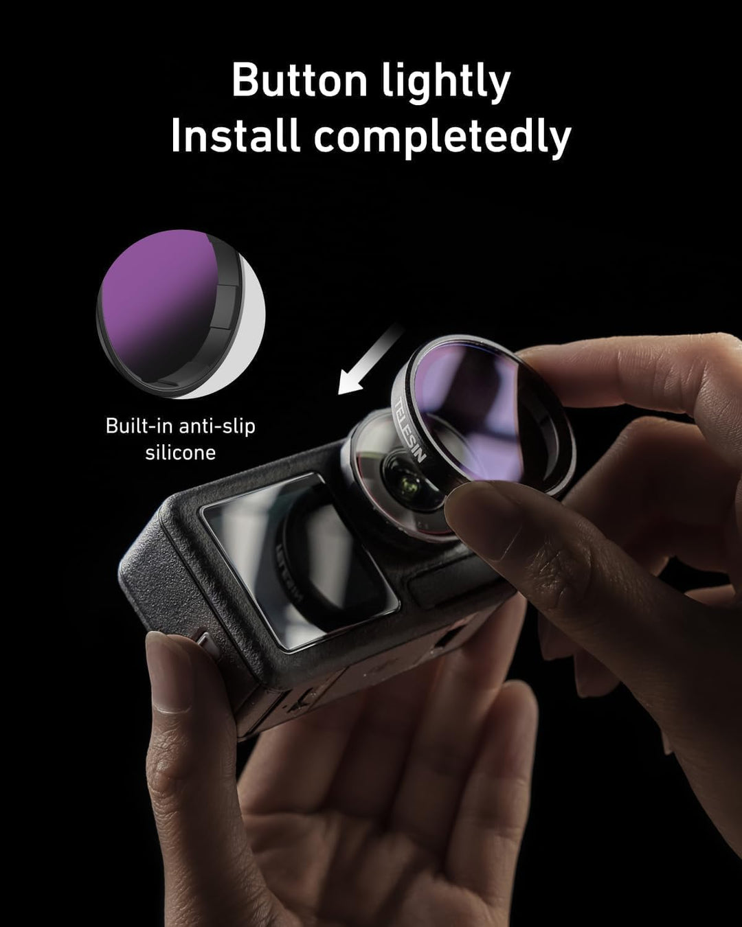 TELESIN Kamera Lens Filter Set für DJI Osmo Action 4 Action 3, 4er-Pack CPL ND32 ND16 ND8 Polarisier