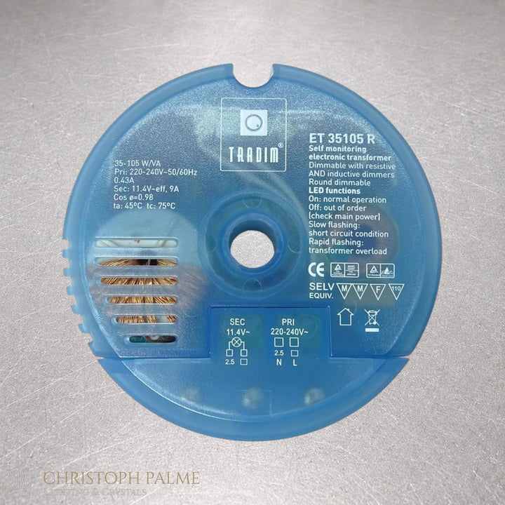 Elektronischer Halogen Trafo 35-105W 12V/230V Rund ET35105R Einbau Transformator Halogen
