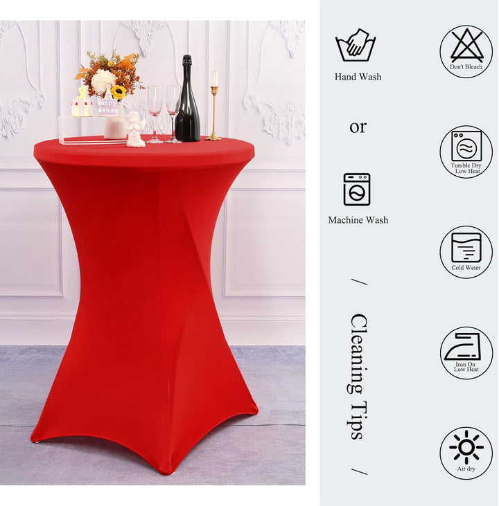 3 Stück Rot Stehtisch Hussen Stehtische, Stehtischhusse für Ø 80-85 cm Stehtische und Bistrotische,