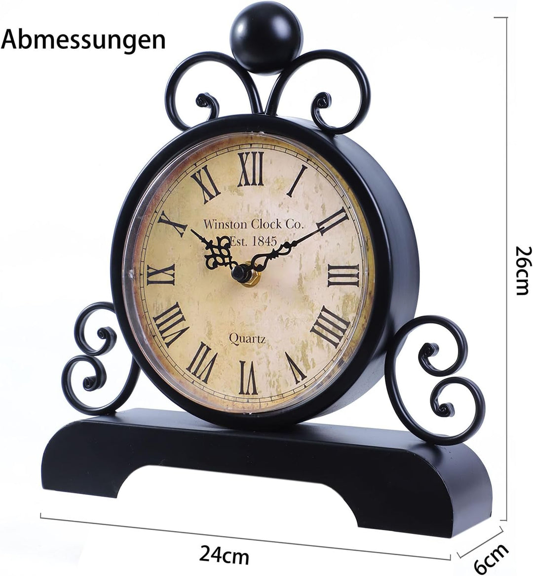 Retro Tischuhr Klassische Vintage Roman Stil Schreibtischuhr Silent Ohne Ticken für Wohnzimmer Schla